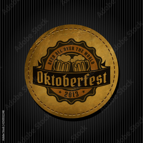Craft beer brewery logo on round label background