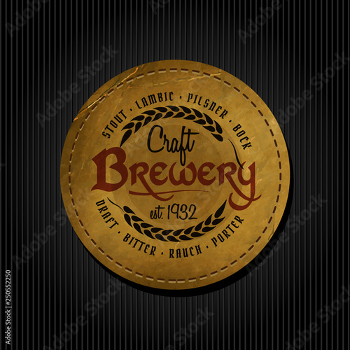 Craft beer brewery logo on round label background