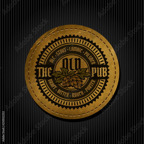 Craft beer brewery logo on round label background