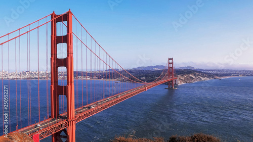 afternoon view of golden gate bridge in san francisco from battery spencer