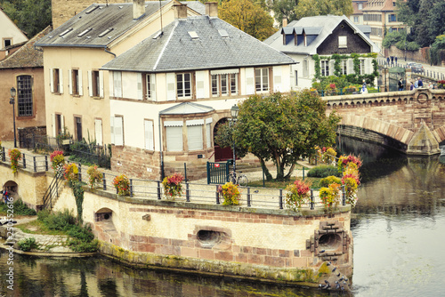 Strasbourg, Alsace, France. Traditional half timbered houses of Petite France.