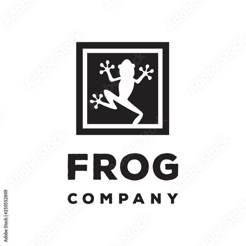 frog silhouette in wall logo icon vector template