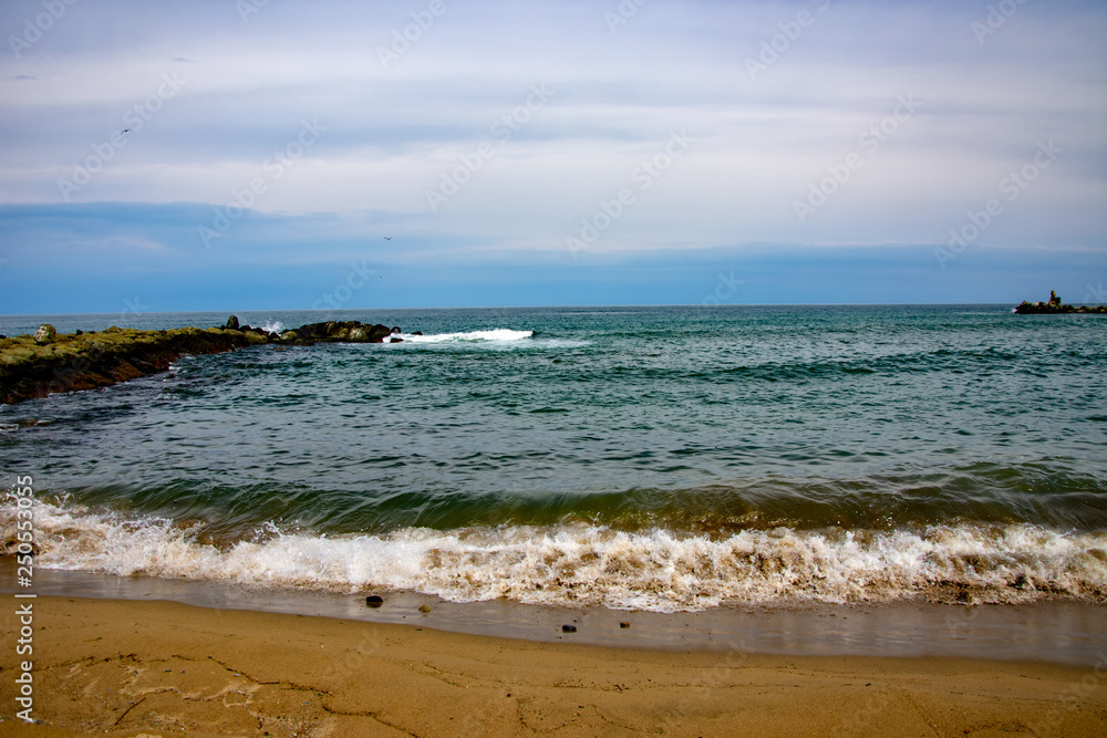 The waves of the Black sea hitting the coast
