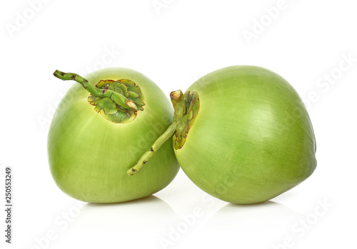  Green coconut Fruit isolated on white background.