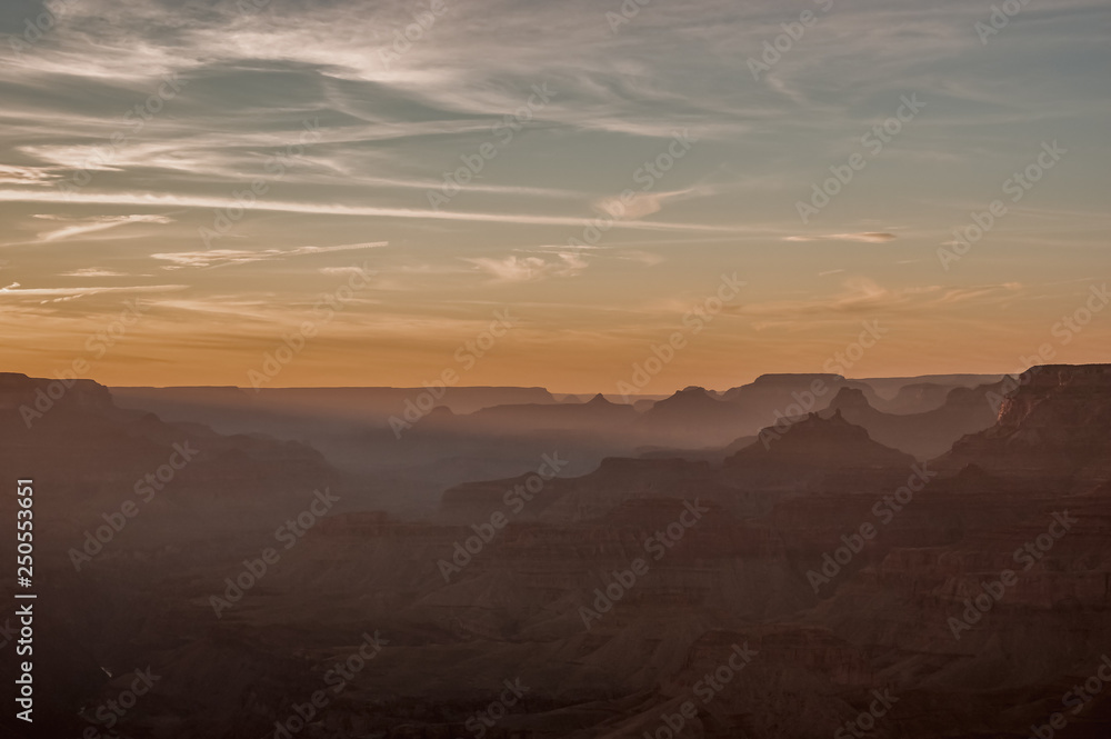 sunset on the grand canyon