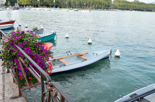 canoes on lake annecy in france