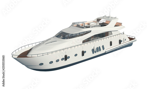 Yacht isolated on white background 3D illustration