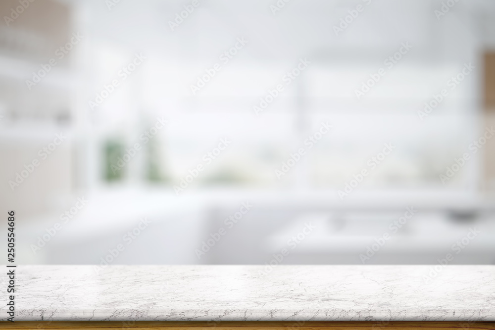 Marble table top counter in kitchem room background Marble table top counter in kitchem room background