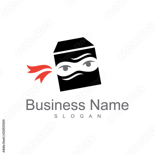 ninja box logo, delivery business mascot