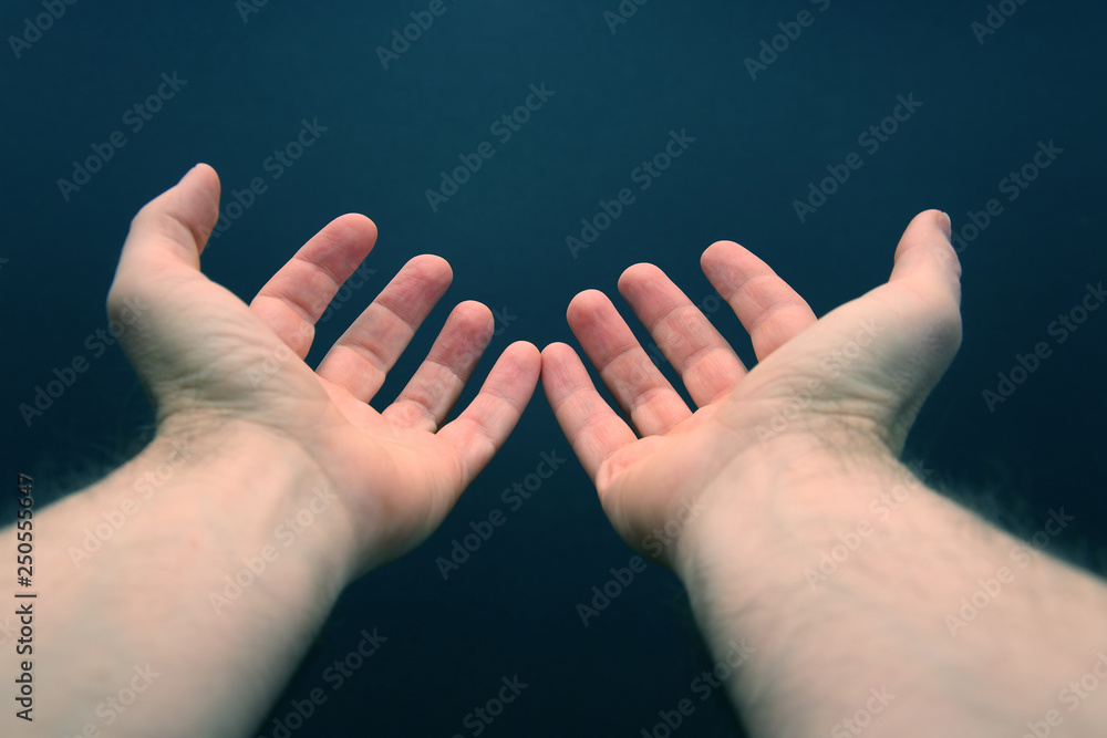 outstretched arms with open palms outstretched arms with open palms
