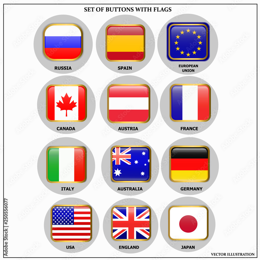 Bright set of banners with flags. Colorful illustration with flags of the world for web design. Vector illustration Bright set of banners with flags. Colorful illustration with flags of the world for web design. Vector illustration
