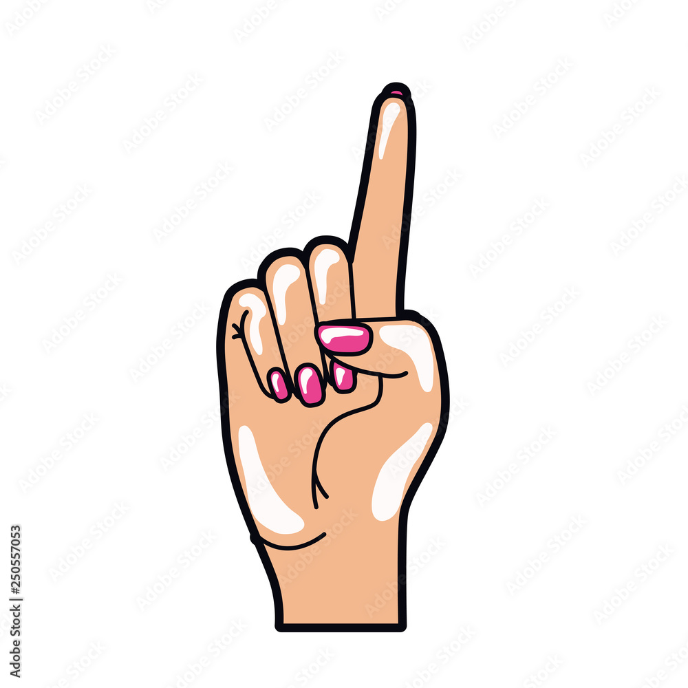 hand with index finger up pop art hand with index finger up pop art