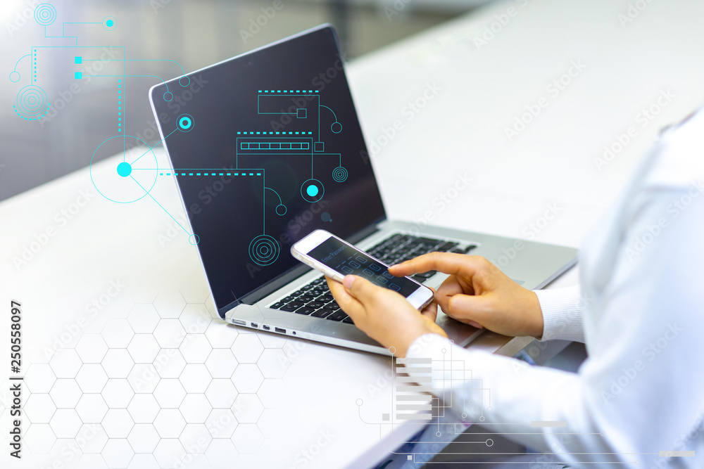 先進テクノロジー 5g Ai 人工知能 日本人 素材 背景 グラフィック イラスト ブロックチェーン Foto De Stock Adobe Stock