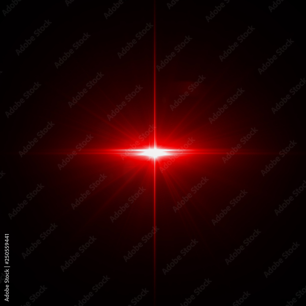 Solar Lens flare Red light special effect Black background