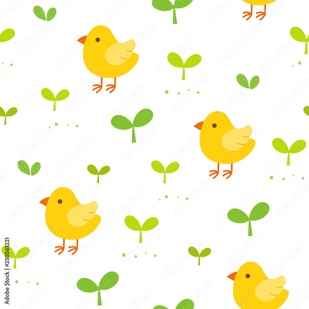 Cute chick with sprout pattern Cute chick with sprout pattern