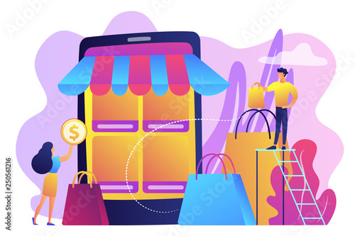 Mobile based marketplace concept vector illustration.