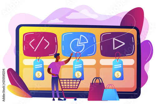 Digital service marketplace concept vector illustration.