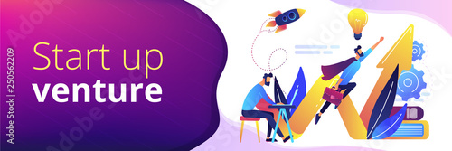 Start up launch concept banner header.