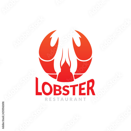 Red crawfish prawn shrimp lobster seafood isolated logo and design elements on white background