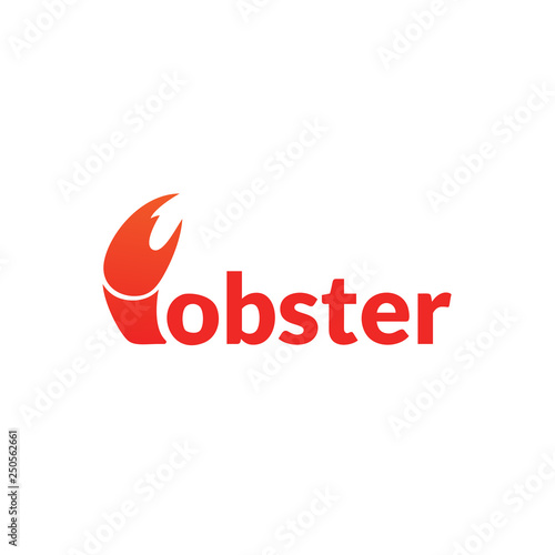 Red crawfish prawn shrimp lobster seafood isolated logo and design elements on white background