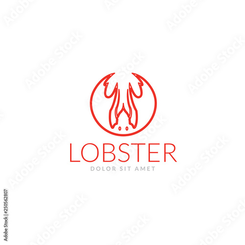 Red crawfish prawn shrimp lobster seafood isolated logo and design elements on white background