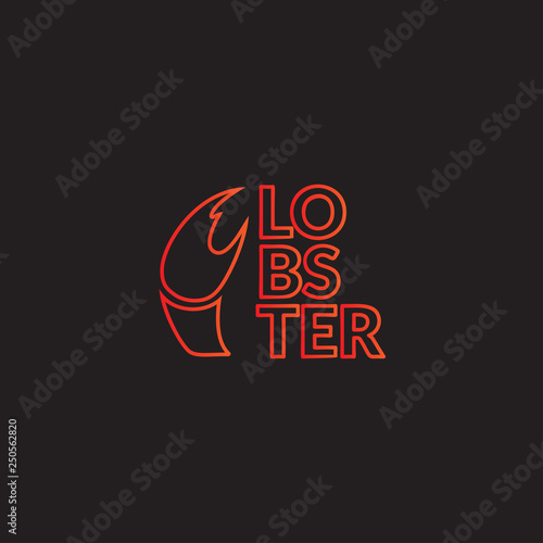 Red crawfish prawn shrimp lobster seafood isolated logo and design elements on white background