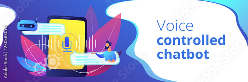 Chatbot voice controlled virtual assistant concept banner header.