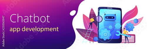 Chatbot app development concept banner header.