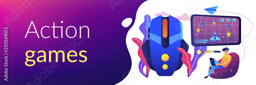 Action game concept banner header.