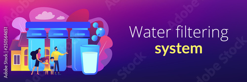 Water filtering system concept banner header.
