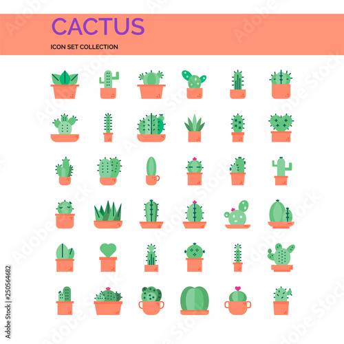Cactus Icons Set. UI Pixel Perfect Well-crafted Vector Thin Line Icons. The illustrations are a vector.