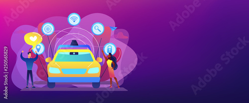 Autonomous driving concept banner header.