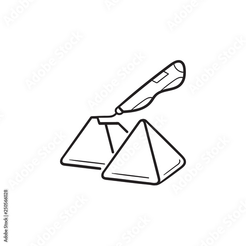 3d doodler pen and pyramids hand drawn outline doodle icon