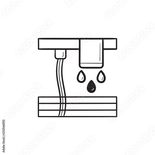 3d printing laminated object manufacturing hand drawn outline doodle icon.