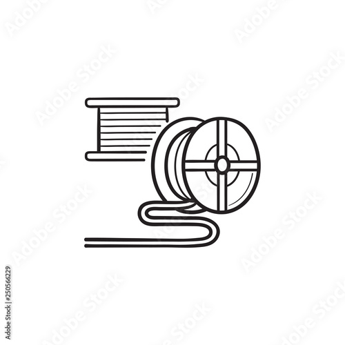 3D printing filament hand drawn outline doodle icon.