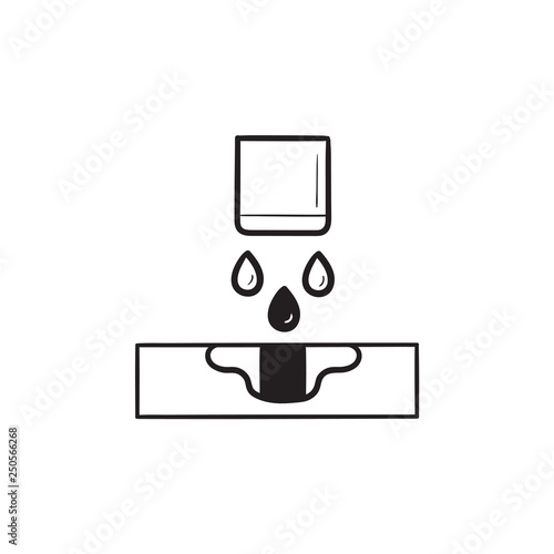 Binder jetting 3D printing technology hand drawn outline doodle icon.