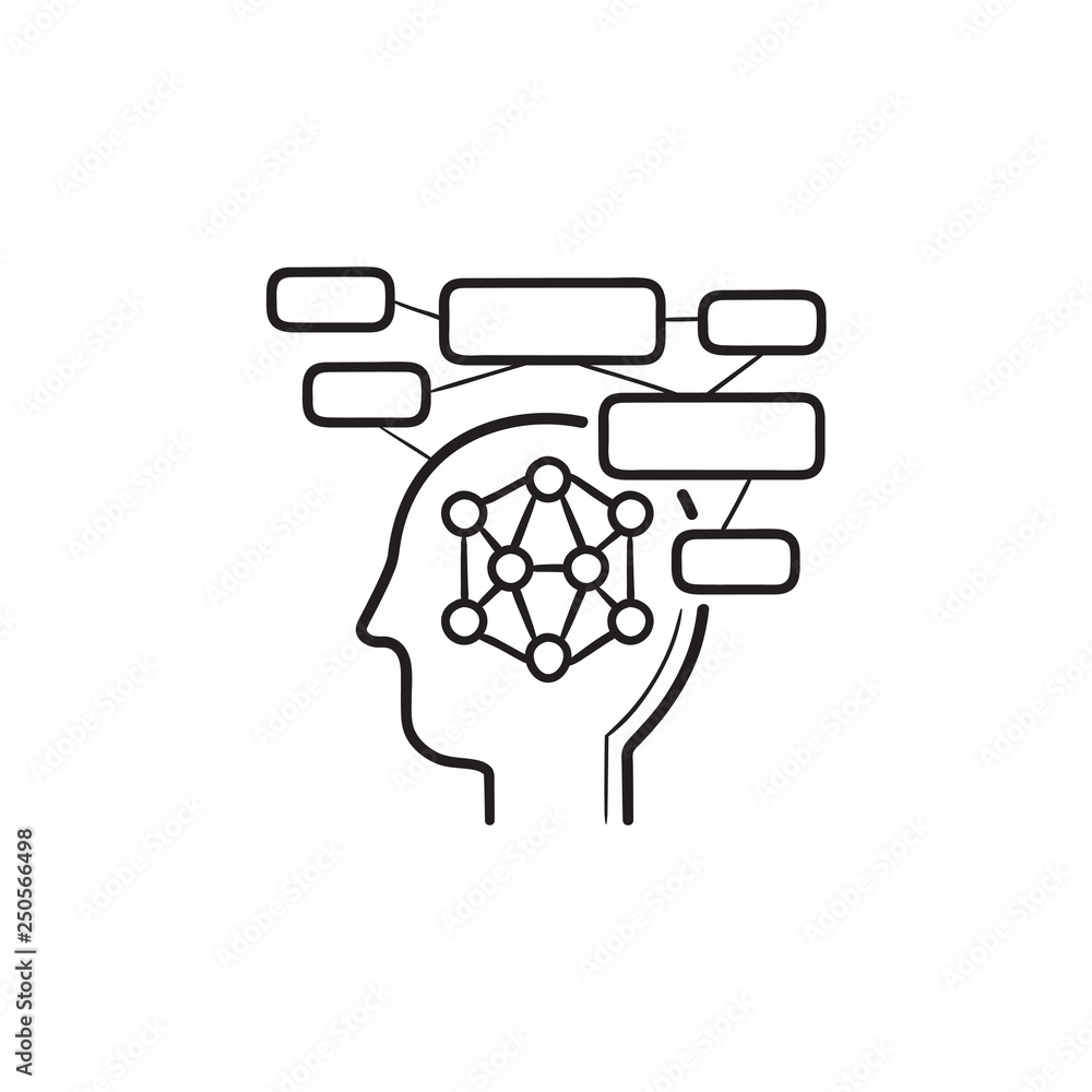 Brain neural network hand drawn outline doodle icon Brain neural network hand drawn outline doodle icon