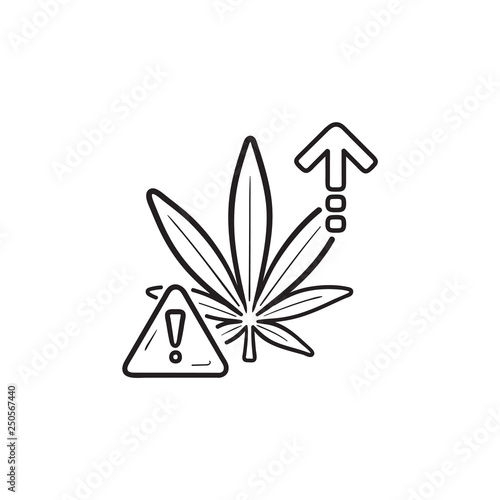 Cannabis overdose side effect danger hand drawn outline doodle icon