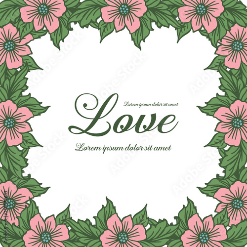Vector illustration very beautiful flowers and green leaves hand drawn