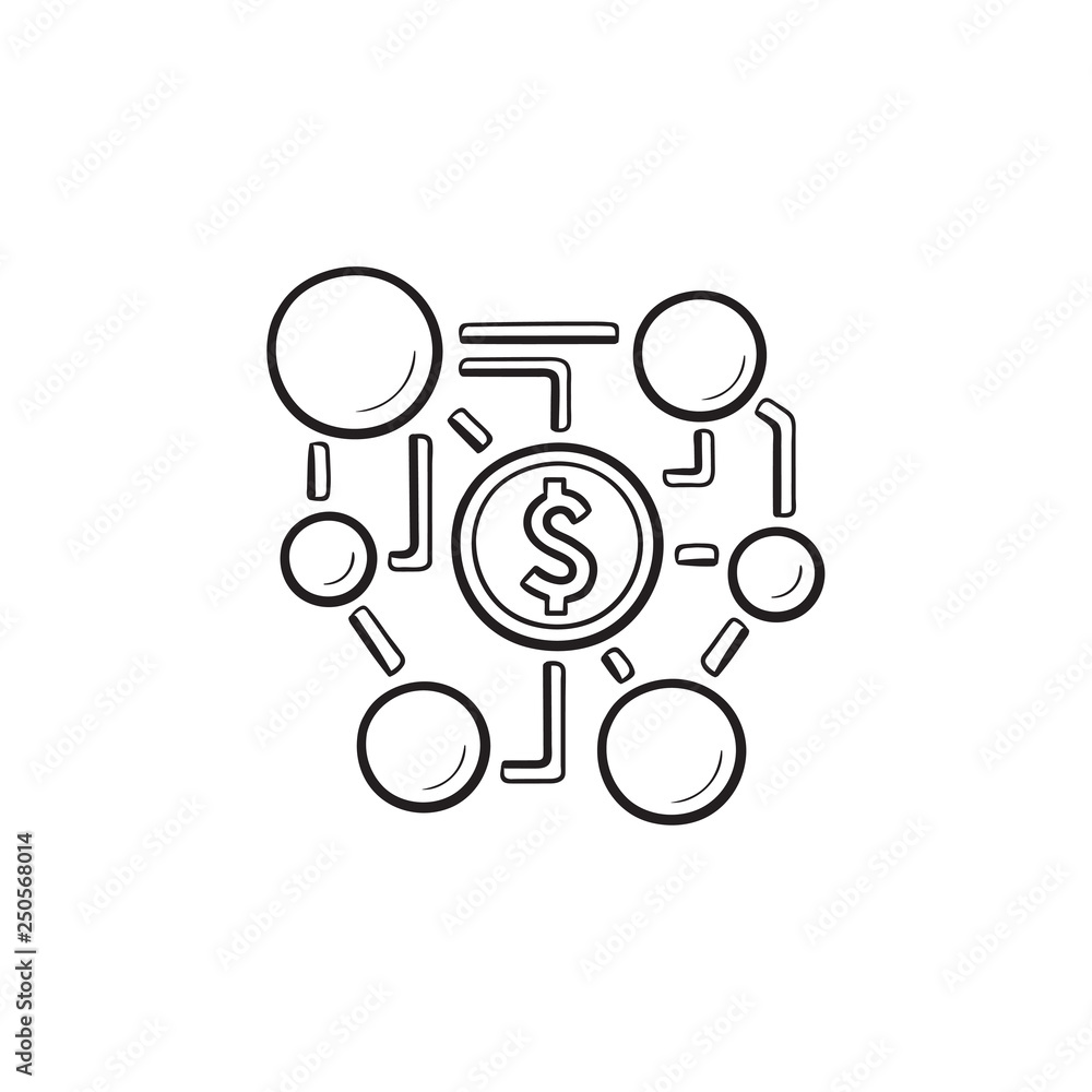 Affiliate marketing network hand drawn outline doodle icon Affiliate marketing network hand drawn outline doodle icon