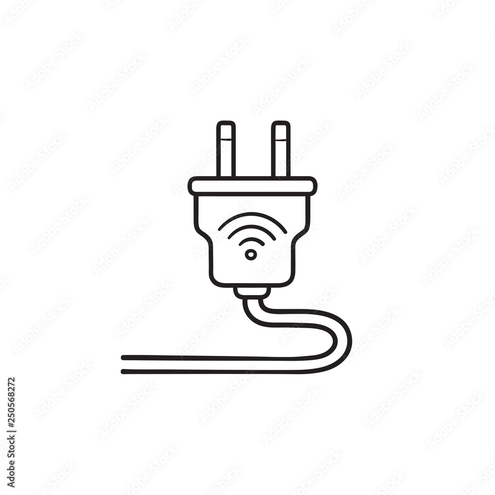 Smart plug hand drawn outline doodle icon. Smart plug hand drawn outline doodle icon.