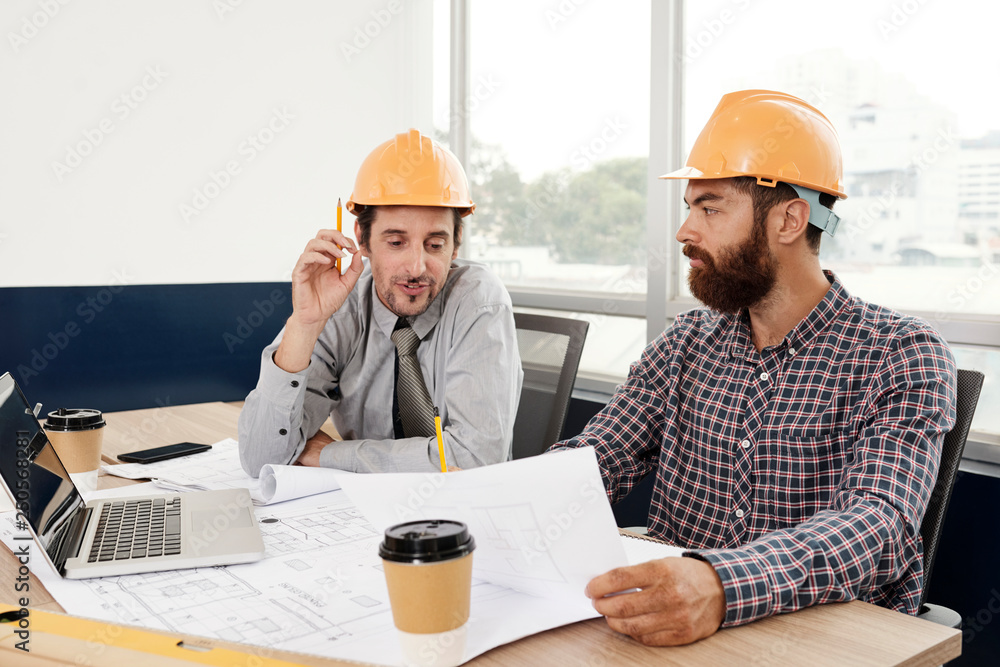 Architect suggesting to change blueprint Architect suggesting to change blueprint