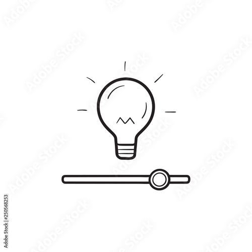 Bulb with slider switch hand drawn outline doodle icon.