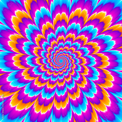Colorful  flower blossom. Motion illusion.
