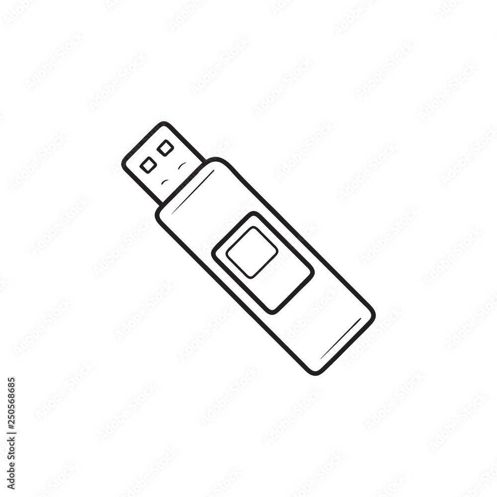 Pendrive hand drawn outline doodle icon. Pendrive hand drawn outline doodle icon.
