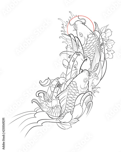 Koi Fish And Lotus Flower  Koi Fish Tattoo Png Transparent Png   1024x704989948  PngFind