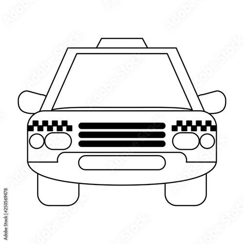 Taxi cab vehicle frontview black and white