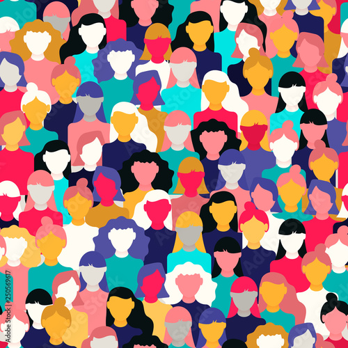 Diverse woman crowd pattern for women's day