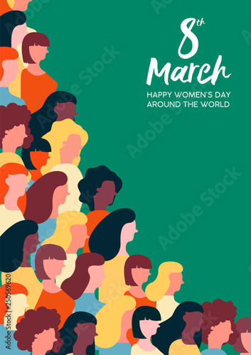 Womens Day 8th March poster of women parade