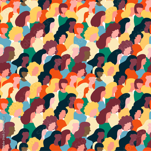 Diverse woman crowd pattern for women's day